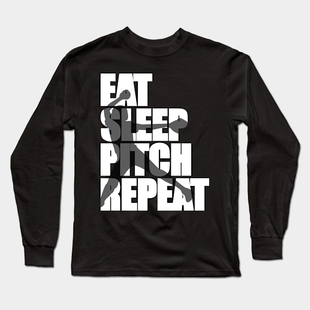 Softball Eat Sleep Pitch Repeat Fastpitch Long Sleeve T-Shirt by Tainted Designs